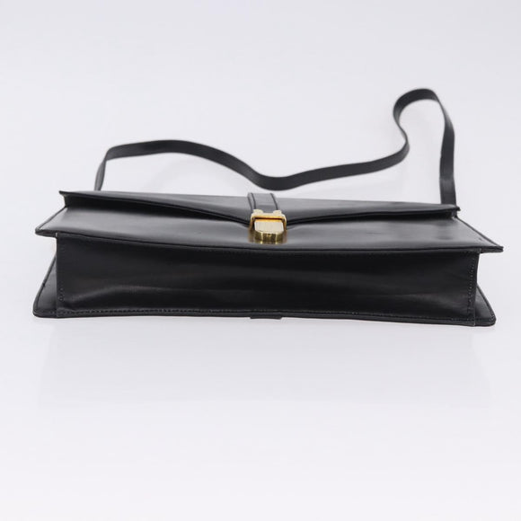 Salvatore Ferragamo Shoulder Bag Leather Black Gold Tone Auth ka6079