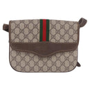 GUCCI GG Supreme Web Sherry Line Shoulder Bag PVC Beige 001 113 6862 Auth ka6092-2