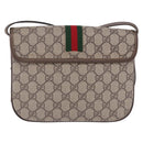 GUCCI GG Supreme Web Sherry Line Shoulder Bag PVC Beige 001 113 6862 Auth ka6092-4