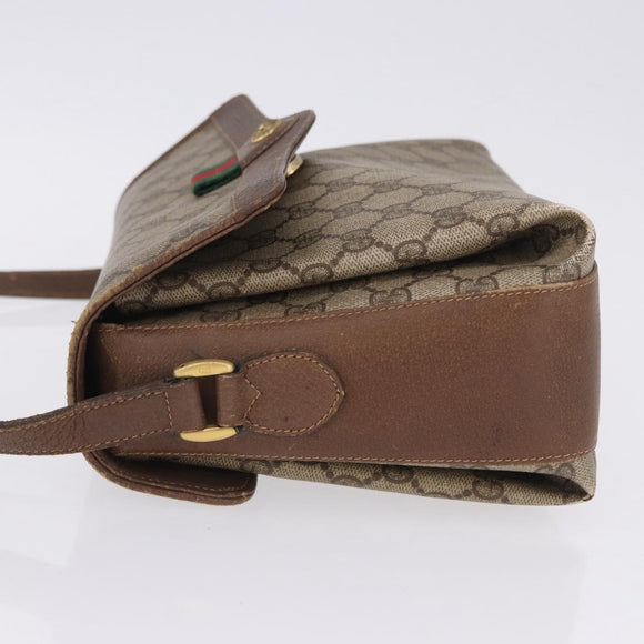 GUCCI GG Supreme Web Sherry Line Shoulder Bag PVC Beige 904 02 084 Auth ka6093