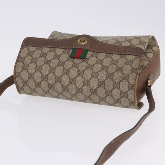 GUCCI GG Supreme Web Sherry Line Shoulder Bag PVC Beige 904 02 084 Auth ka6093