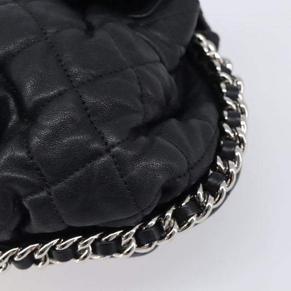 CHANEL Matelasse Chain Shoulder Bag Lamb Skin Black Silver CC Auth ka6097SAV