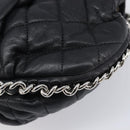 CHANEL Matelasse Chain Shoulder Bag Lamb Skin Black Silver CC Auth ka6097SAV-13