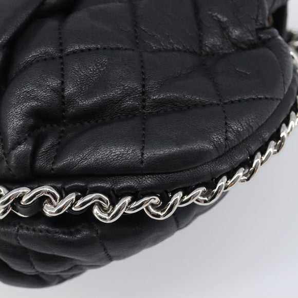 CHANEL Matelasse Chain Shoulder Bag Lamb Skin Black Silver CC Auth ka6097SAV