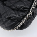 CHANEL Matelasse Chain Shoulder Bag Lamb Skin Black Silver CC Auth ka6097SAV-14