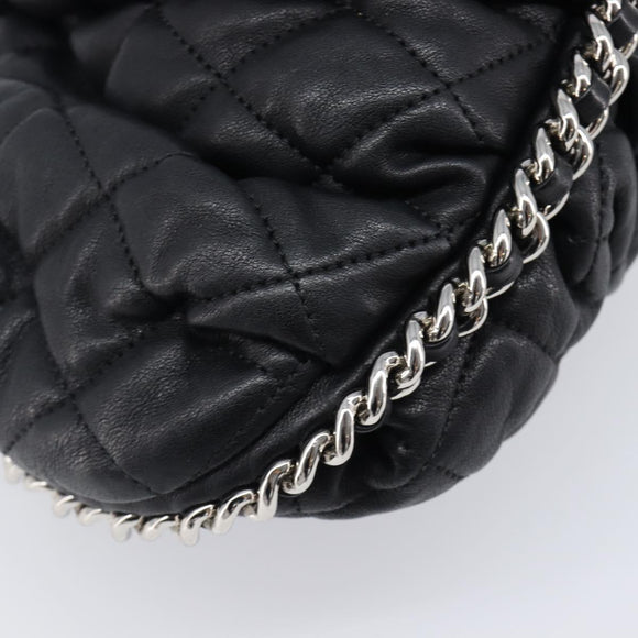 CHANEL Matelasse Chain Shoulder Bag Lamb Skin Black Silver CC Auth ka6097SAV