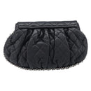 CHANEL Matelasse Chain Shoulder Bag Lamb Skin Black Silver CC Auth ka6097SAV-3