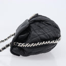 CHANEL Matelasse Chain Shoulder Bag Lamb Skin Black Silver CC Auth ka6097SAV-5