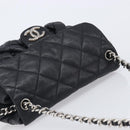 CHANEL Matelasse Chain Shoulder Bag Lamb Skin Black Silver CC Auth ka6097SAV-6