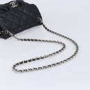 CHANEL Matelasse Chain Shoulder Bag Lamb Skin Black Silver CC Auth ka6097SAV-7