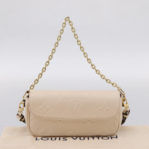 LOUIS VUITTON Monogram Empreinte Wallet on Chain Ivy White M82210 Auth ka6099V