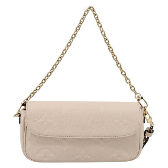 LOUIS VUITTON Monogram Empreinte Wallet on Chain Ivy White M82210 Auth ka6099V