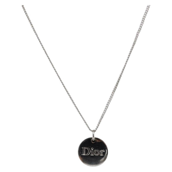 Christian Dior Necklace Metal Silver Auth ka6100