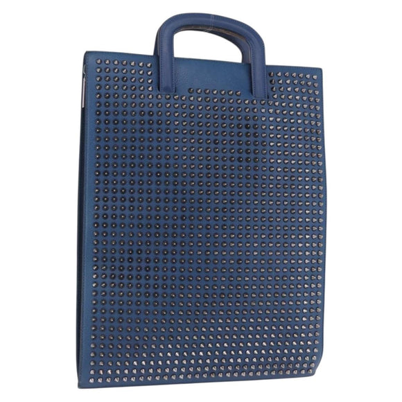 Christian Louboutin Hand Bag Leather Blue Silver Auth ka6102