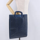 Christian Louboutin Hand Bag Leather Blue Silver Auth ka6102-27