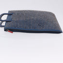 Christian Louboutin Hand Bag Leather Blue Silver Auth ka6102-6