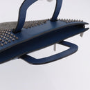 Christian Louboutin Hand Bag Leather Blue Silver Auth ka6102-7