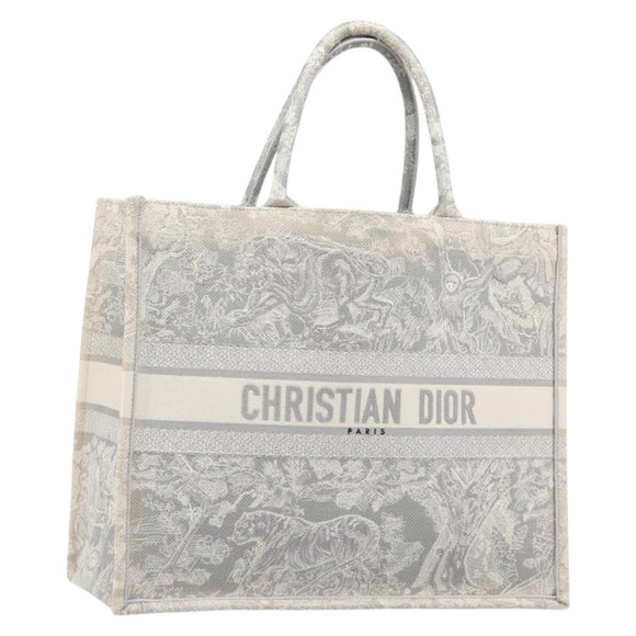 Christian Dior Toile de Jui Book Tote Bag Canvas Gray Auth ka6103