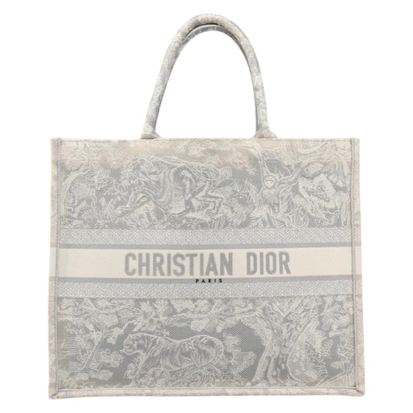 Christian Dior Toile de Jui Book Tote Bag Canvas Gray Auth ka6103