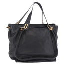 Chloe Paraty Hand Bag Leather Black Gold Tone Auth ka6106-1