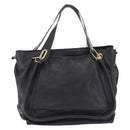 Chloe Paraty Hand Bag Leather Black Gold Tone Auth ka6106-13