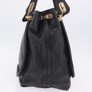 Chloe Paraty Hand Bag Leather Black Gold Tone Auth ka6106-3