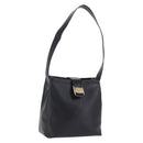 Salvatore Ferragamo Vala Shoulder Bag Leather Black Gold Tone Auth ka6109-1
