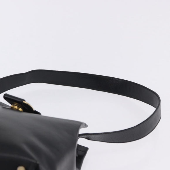 Salvatore Ferragamo Vala Shoulder Bag Leather Black Gold Tone Auth ka6109