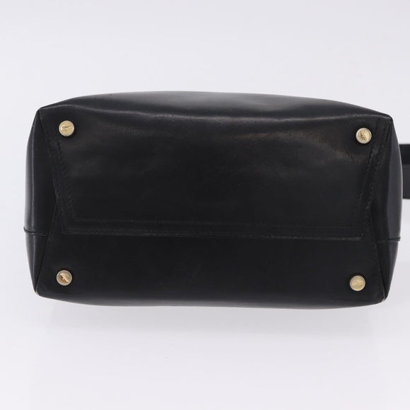 Salvatore Ferragamo Vala Shoulder Bag Leather Black Gold Tone Auth ka6109