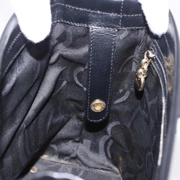 Salvatore Ferragamo Vala Shoulder Bag Leather Black Gold Tone Auth ka6109
