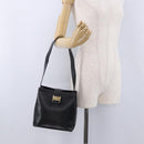 Salvatore Ferragamo Vala Shoulder Bag Leather Black Gold Tone Auth ka6109-25