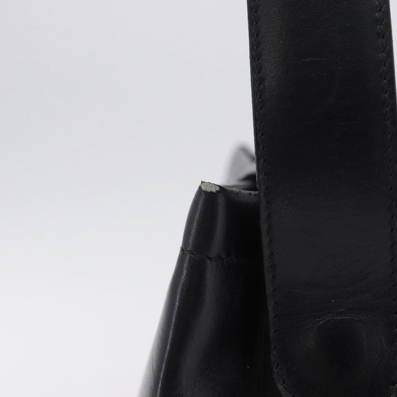 Salvatore Ferragamo Vala Shoulder Bag Leather Black Gold Tone Auth ka6109