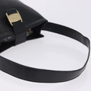 Salvatore Ferragamo Vala Shoulder Bag Leather Black Gold Tone Auth ka6109-9
