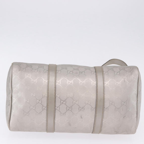 GUCCI GG Implementation Hand Bag PVC Leather 2way Silver 203696 Auth ka6110A