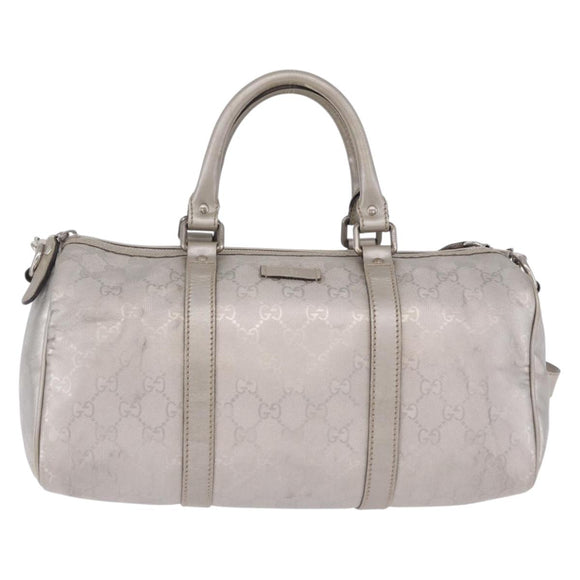 GUCCI GG Implementation Hand Bag PVC Leather 2way Silver 203696 Auth ka6110A