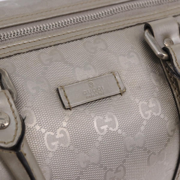 GUCCI GG Implementation Hand Bag PVC Leather 2way Silver 203696 Auth ka6110A