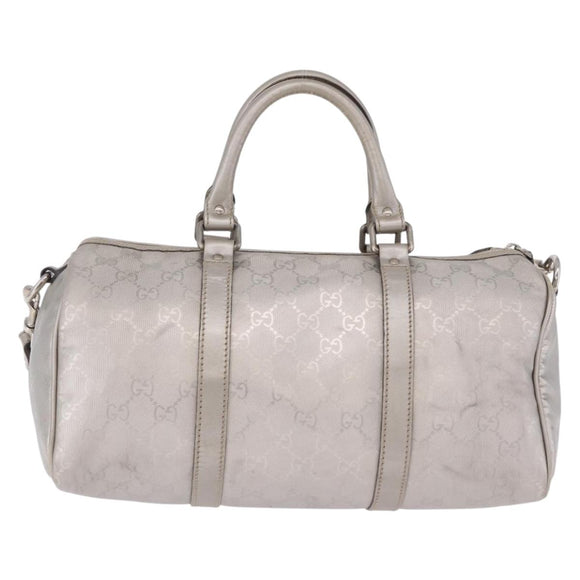 GUCCI GG Implementation Hand Bag PVC Leather 2way Silver 203696 Auth ka6110A