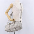 GUCCI GG Implementation Hand Bag PVC Leather 2way Silver 203696 Auth ka6110A-31