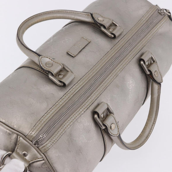 GUCCI GG Implementation Hand Bag PVC Leather 2way Silver 203696 Auth ka6110A