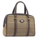 Burberrys Nova Check Hand Bag Canvas Beige Gold Tone Auth ka6111-1