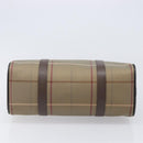 Burberrys Nova Check Hand Bag Canvas Beige Gold Tone Auth ka6111-10