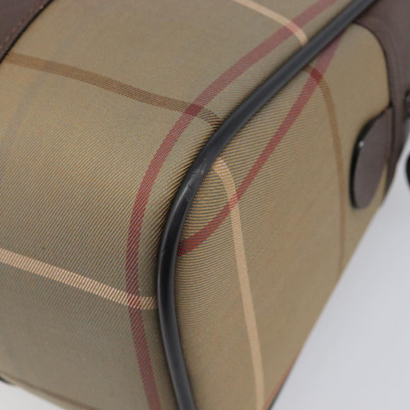 Burberrys Nova Check Hand Bag Canvas Beige Gold Tone Auth ka6111