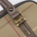 Burberrys Nova Check Hand Bag Canvas Beige Gold Tone Auth ka6111-16