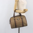 Burberrys Nova Check Hand Bag Canvas Beige Gold Tone Auth ka6111-23