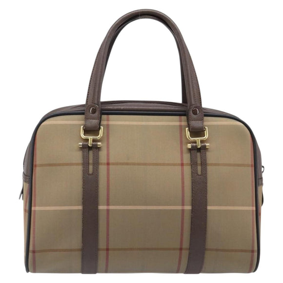 Burberrys Nova Check Hand Bag Canvas Beige Gold Tone Auth ka6111