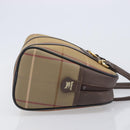 Burberrys Nova Check Hand Bag Canvas Beige Gold Tone Auth ka6111-4
