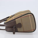Burberrys Nova Check Hand Bag Canvas Beige Gold Tone Auth ka6111-5