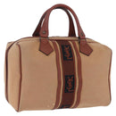 SAINT LAURENT Hand Bag Canvas Beige Brown Auth ka6114-1
