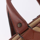 SAINT LAURENT Hand Bag Canvas Beige Brown Auth ka6114-11