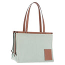 LOEWE Anagram Cushion Tote Bag Canvas Light Green Auth ka6118A-1